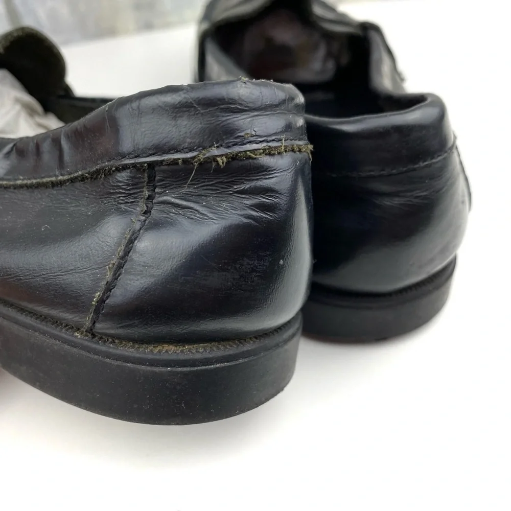 Y2K Vintage Buster Brown Black Leather Penny Loafers Slip On Casual Dress Shoe 3